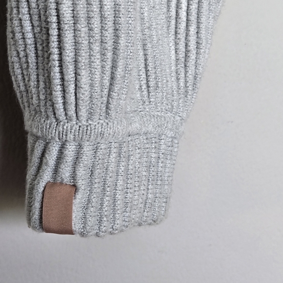 Lunya Gray Cozy Organic Cotton Silk Reversible Ribbed Pullover Oversized Sweater - Picture 6 of 8